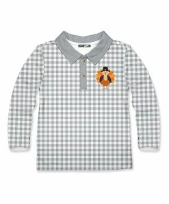 Cheapest 🎁 Millie & Maxx Gray Gingham Turkey Long-Sleeve Polo - Toddler & Boys For Kids ⭐