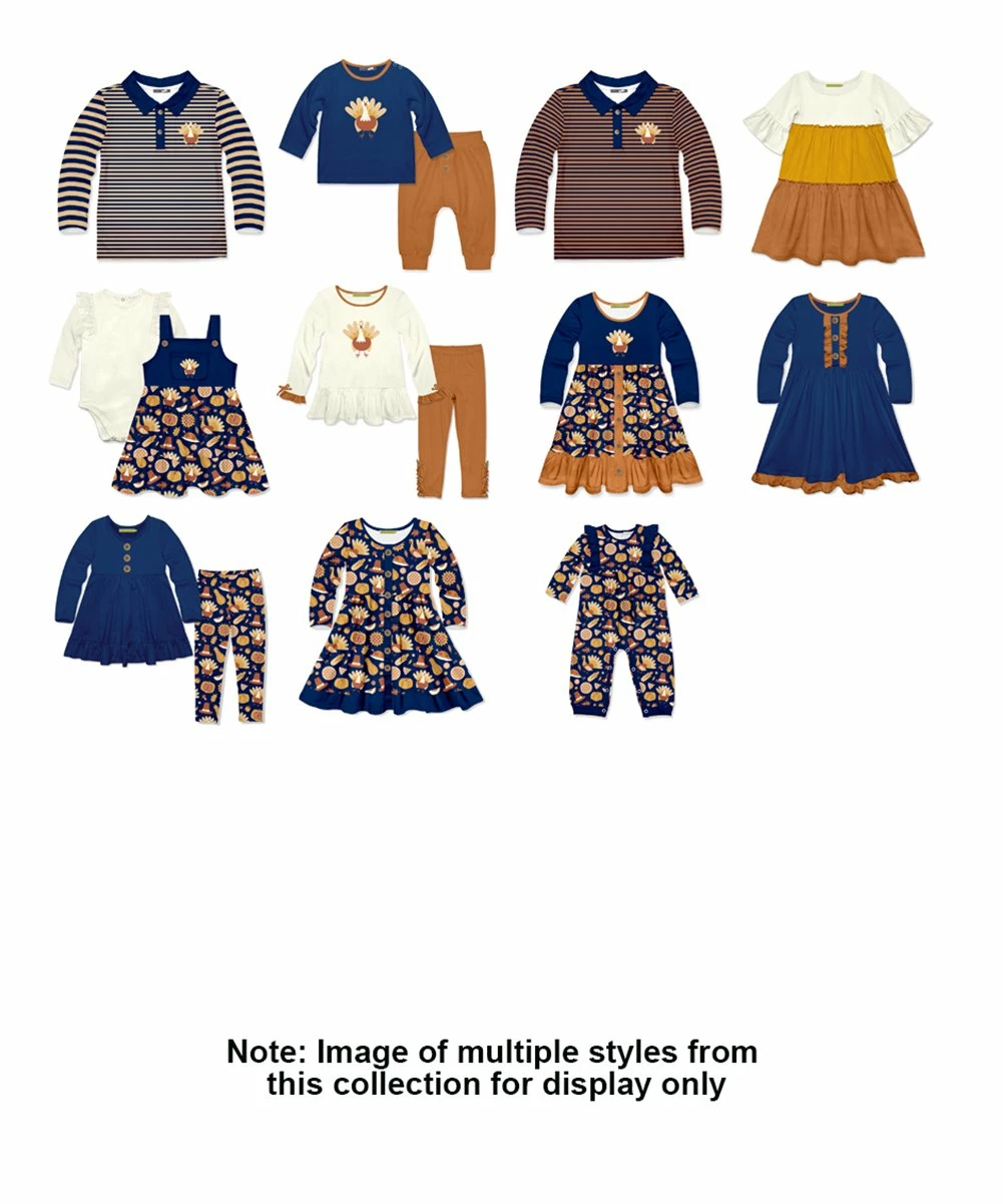 Discount ๐ฅฐ Millie & Maxx Navy & Rust Stripe Turkey Long-Sleeve Polo - Boys For Kids ๐ - Image 2