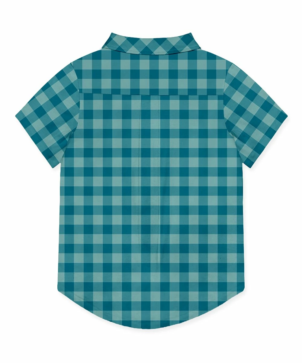 Flash Sale ๐ Millie & Maxx Nile Blue & Teal Gingham Pocket Short-Sleeve Button-Up - Toddler & Boys For Kids โค๏ธ 2 Flash Sale ๐ Millie & Maxx Nile Blue & Teal Gingham Pocket Short-Sleeve Button-Up - Toddler & Boys For Kids โค๏ธ - Image 2