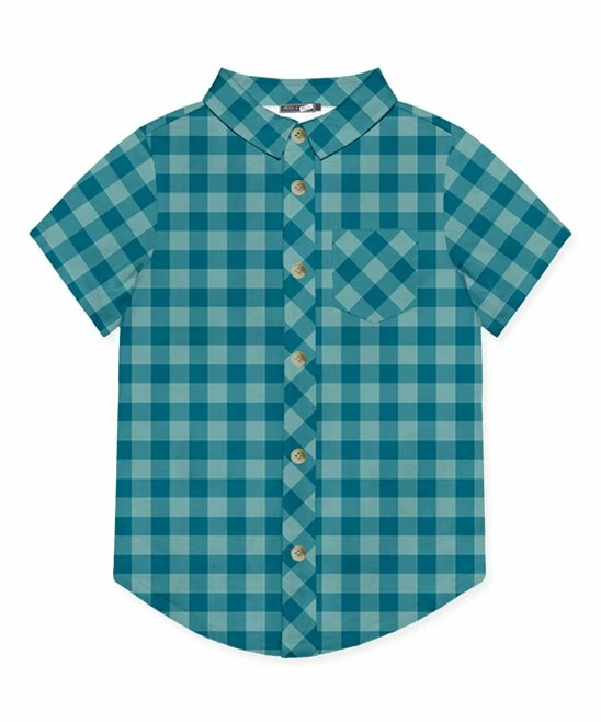 Flash Sale ๐ Millie & Maxx Nile Blue & Teal Gingham Pocket Short-Sleeve Button-Up - Toddler & Boys For Kids โค๏ธ 1 Flash Sale ๐ Millie & Maxx Nile Blue & Teal Gingham Pocket Short-Sleeve Button-Up - Toddler & Boys For Kids โค๏ธ