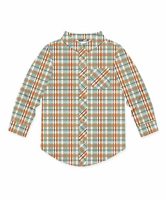 Promo 😉 Millie & Maxx Nile Blue & Orange Pumpkin Patch Plaid Long-Sleeve Button-Up - Toddler & Boys For Kids 🔔 1 Promo 😉 Millie & Maxx Nile Blue & Orange Pumpkin Patch Plaid Long-Sleeve Button-Up - Toddler & Boys For Kids 🔔