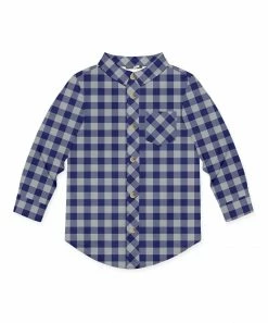 Wholesale 🔔 Millie & Maxx Navy & Gray Gingham Long-Sleeve Button-Up - Toddler For Kids ⭐
