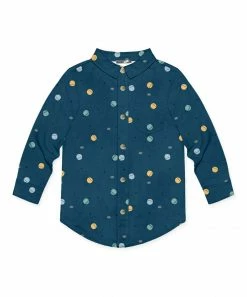 Budget 👍 Millie & Maxx Dark Navy Planets Long-Sleeve Button-Up - Boys For Kids ❤️