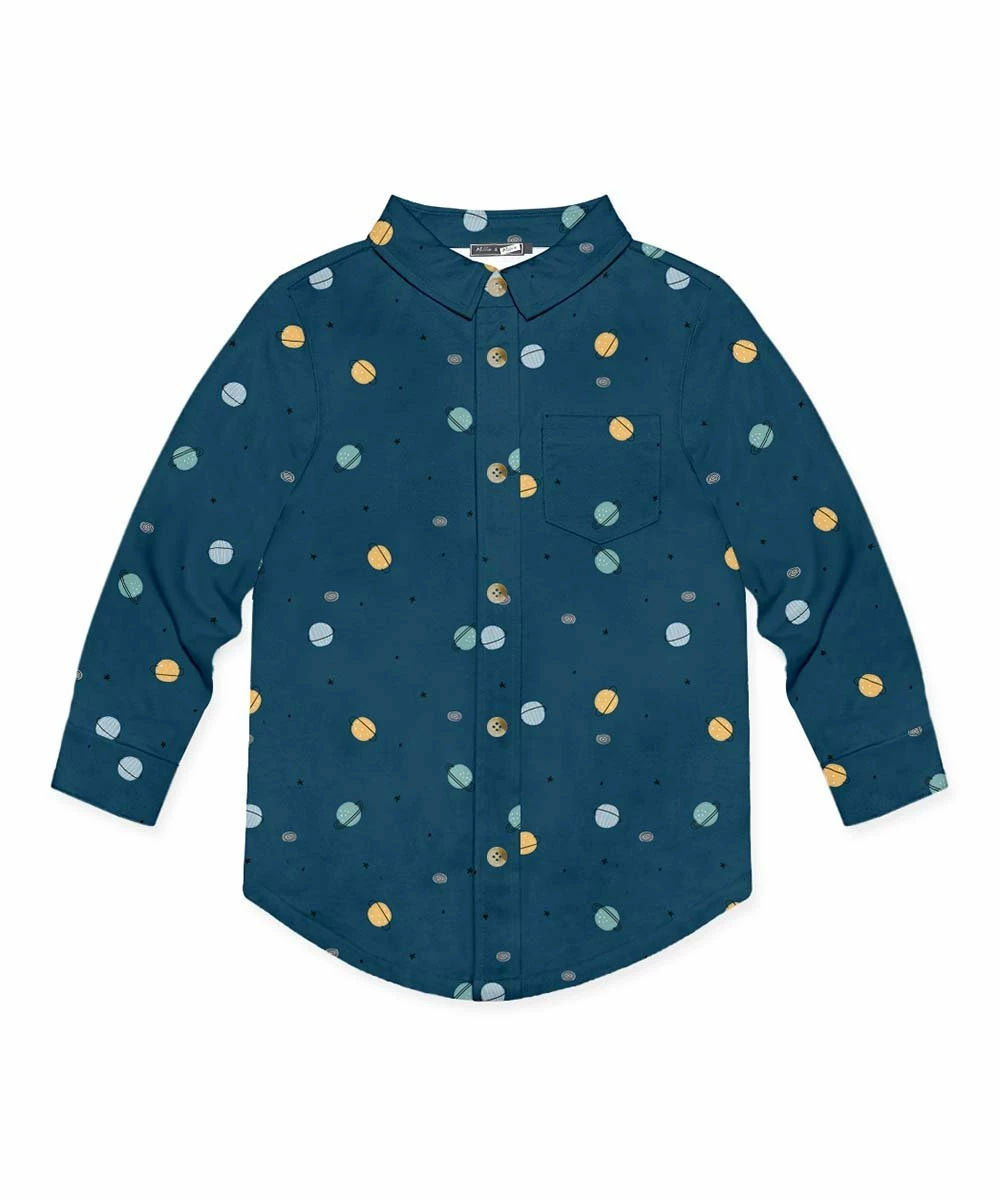 Budget 👍 Millie & Maxx Dark Navy Planets Long-Sleeve Button-Up - Boys For Kids ❤️ 1 Budget 👍 Millie & Maxx Dark Navy Planets Long-Sleeve Button-Up - Boys For Kids ❤️