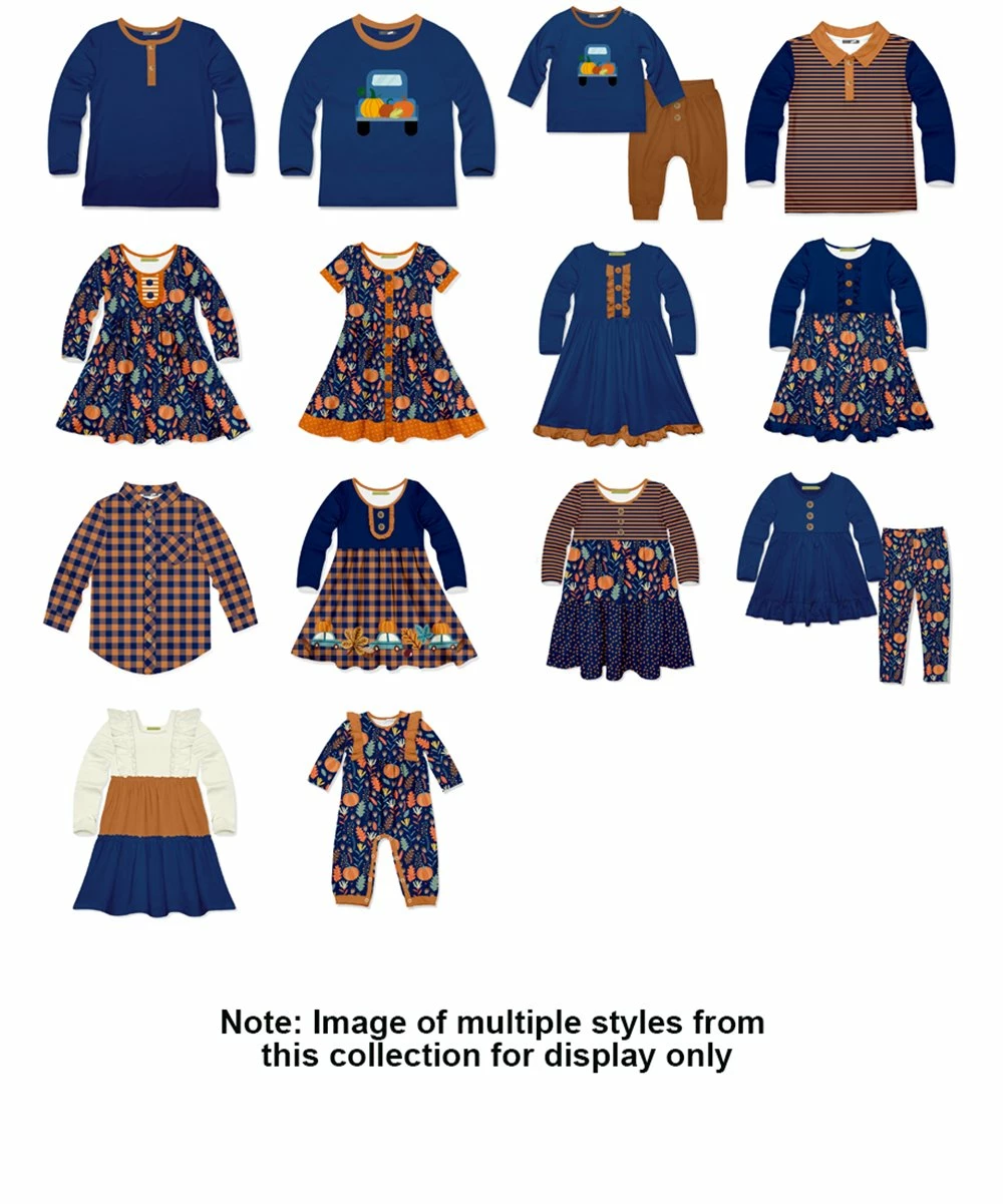 Promo 🎉 Millie & Maxx Navy & Rust Constrast-Trim Henley - Toddler For Kids 😀 - Image 2