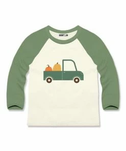 Cheap 🧨 Millie & Maxx Cream & Green Truck Long-Sleeve Raglan Tee - Boys For Kids 👍