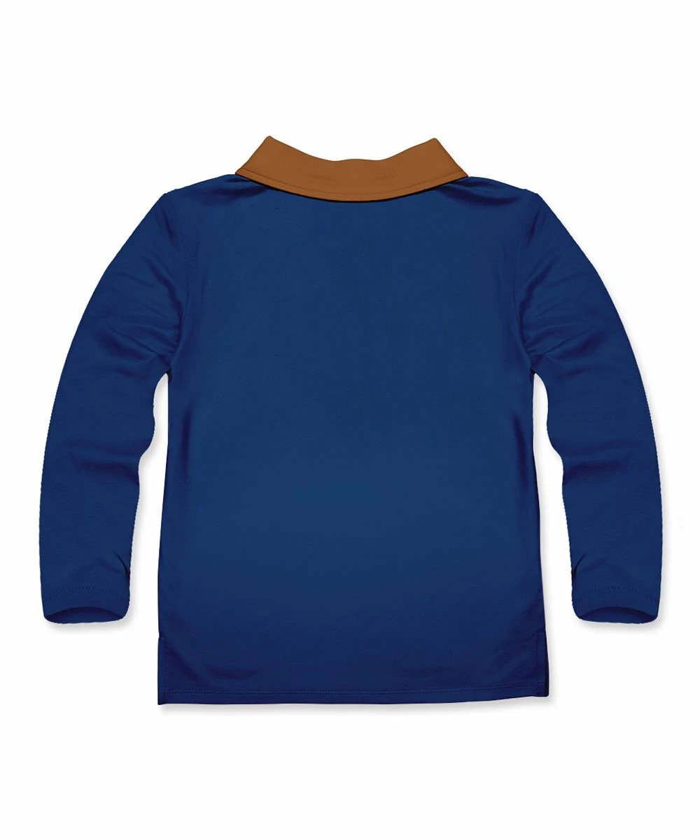Outlet ๐ Millie & Maxx Navy & Brown Gingerbread Long-Sleeve Polo - Infant, Toddler & Boys For Kids ๐ 2 Outlet ๐ Millie & Maxx Navy & Brown Gingerbread Long-Sleeve Polo - Infant, Toddler & Boys For Kids ๐ - Image 2