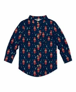 Best Pirce 🔥 Millie & Maxx Dark Navy Nutcracker Long-Sleeve Button-Up - Toddler & Boys For Kids 🎉