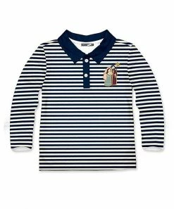 Hot Sale ๐ Millie & Maxx Navy & White Stripe Nativity Long-Sleeve Polo - Boys For Kids ๐งจ