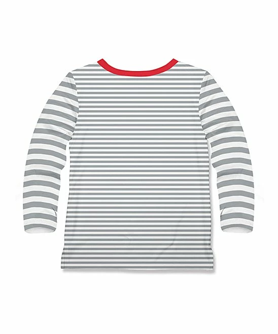 Flash Sale ๐ Millie & Maxx Gray & White Stripe Reindeer Long-Sleeve Henley - Boys For Kids ๐ 2 Flash Sale ๐ Millie & Maxx Gray & White Stripe Reindeer Long-Sleeve Henley - Boys For Kids ๐ - Image 2
