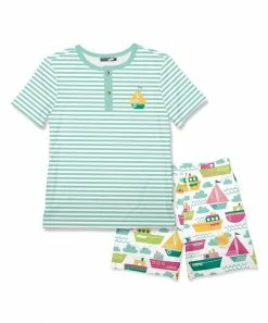 Budget 🎁 Millie & Maxx Mint Stripe Henley & White Boat Brigade Shorts - Toddler For Kids ✔️