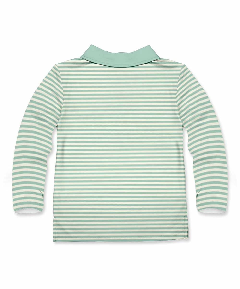 Promo 😀 Millie & Maxx Light Green Stripe Turkey Garden Long-Sleeve Polo - Toddler & Boys For Kids 🎉 - Image 2