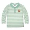 Promo 😀 Millie & Maxx Light Green Stripe Turkey Garden Long-Sleeve Polo - Toddler & Boys For Kids 🎉