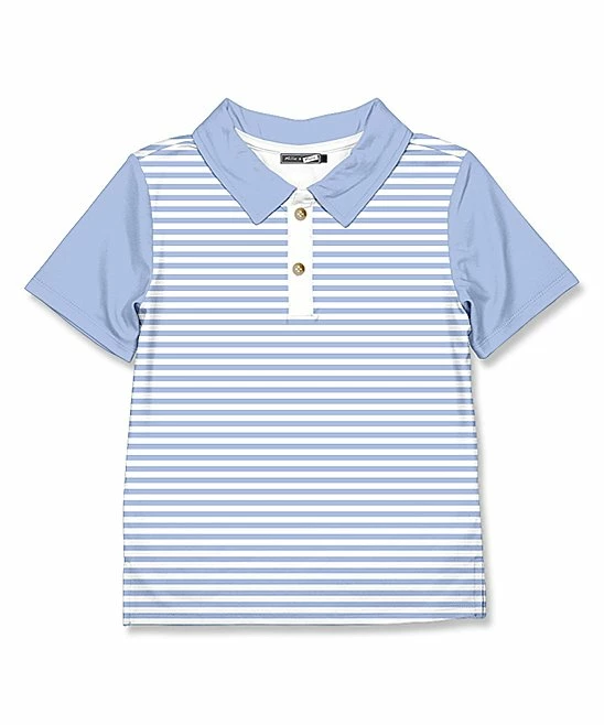 Cheap ๐คฉ Millie & Maxx Periwinkle & White Stripe Polo - Toddler & Boys For Kids ๐