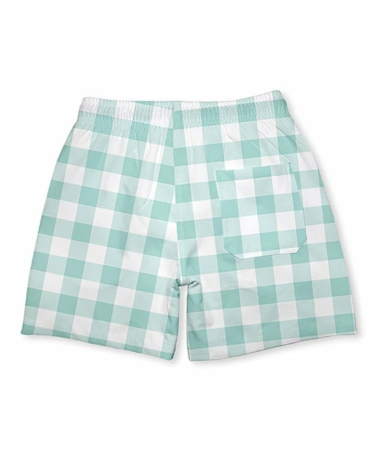 New 🌟 Millie & Maxx White & Mint Gingham Swim Trunks - Boys For Kids 🎁 - Image 2