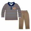 Outlet ✨ Millie & Maxx Navy Stripe Turkey Long-Sleeve Polo & Khaki Pants - Toddler & Boys For Kids 👍