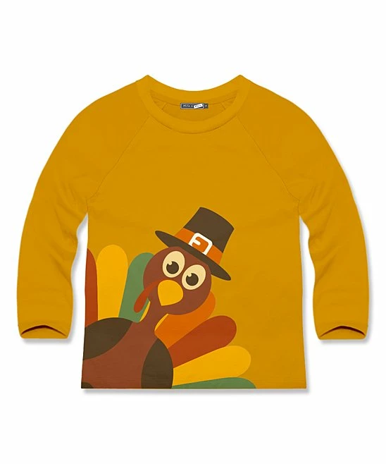 Deals π Millie & Maxx Marigold Turkey Crewneck Sweatshirt - Toddler For Kids π
