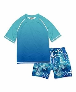 Coupon 🌟 Millie & Maxx Ocean Blue Ombré Fish Short-Sleeve Rashguard Set - Infant & Boys For Kids ⌛