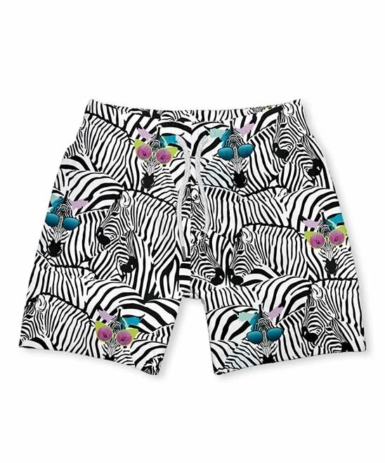 Budget ๐ฅฐ Millie & Maxx White & Black Zebra Swim Trunks - Toddler & Boys For Kids ๐