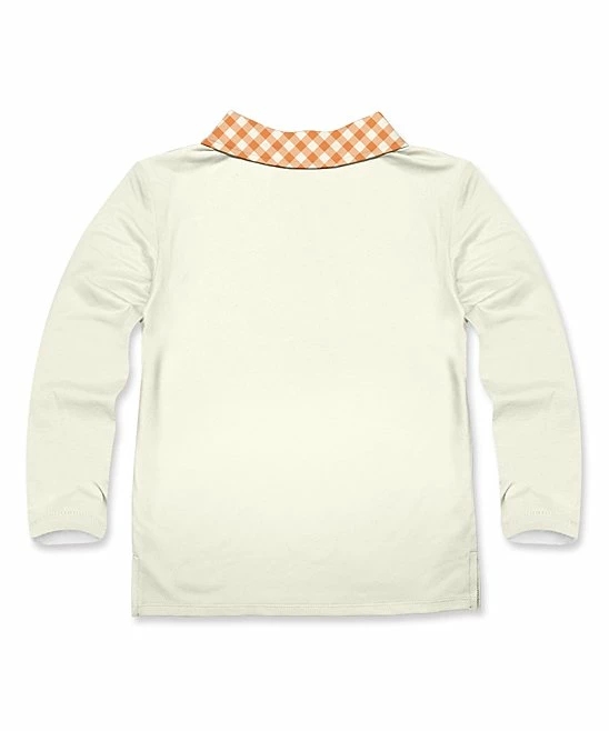 Promo ๐ Millie & Maxx Cream & Orange Gingham Turkey Long-Sleeve Polo - Toddler For Kids ๐ - Image 3